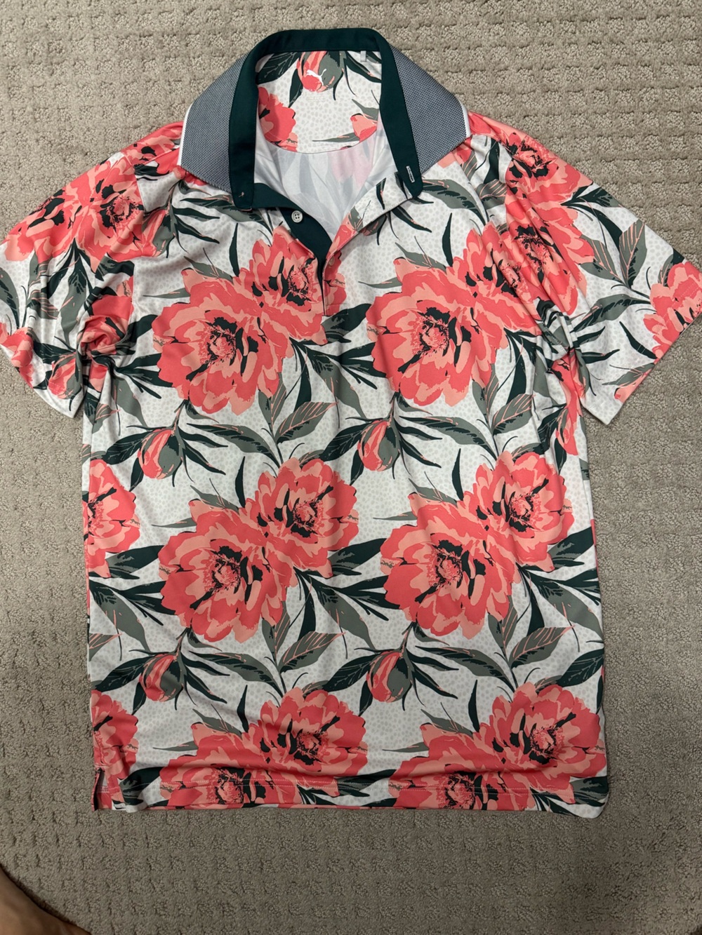 Puma Floral Coral-Pink Men’s Polo